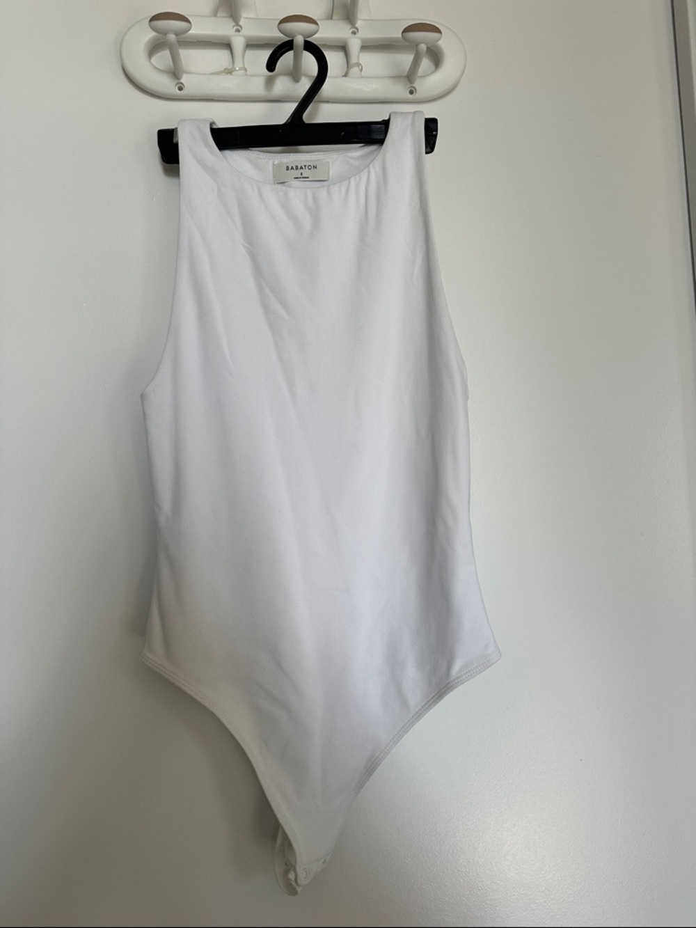 Babaton White High-Neck Sleeveless Bodysuit